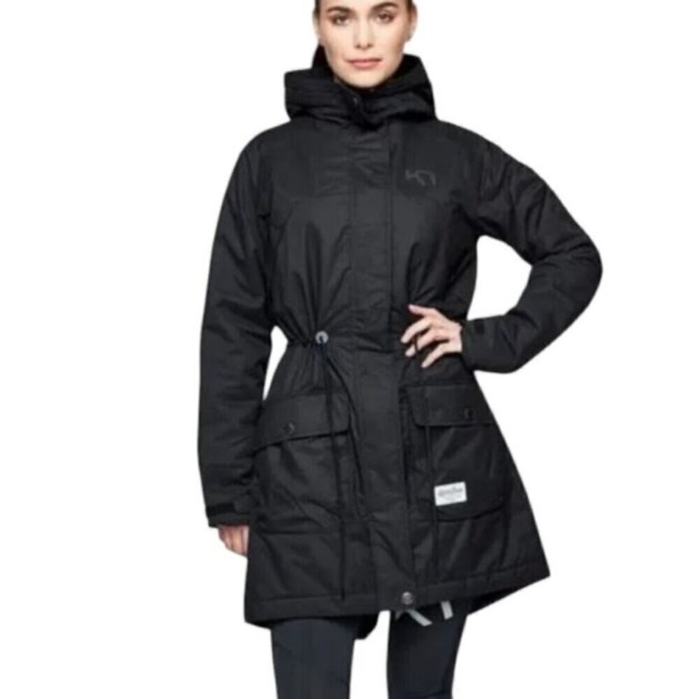 Kari Traa Tesdal Parka hooded Coat Black Women' Size Medium Outdoors Active